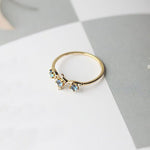 Aquamarine Retro Small Crown Ladies Elegant Ring