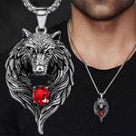 Ruby Wolf Head NecklaceNecklace