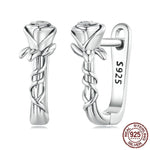 Rose Vine U-shaped Ear Buckles 925 Sterling Silver EarringsEarrings