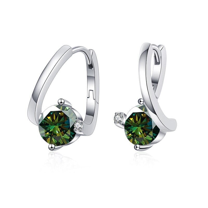 925 Sterling Silver 1 Carat Twist Diamond Stud EarringsEarringsColordark green