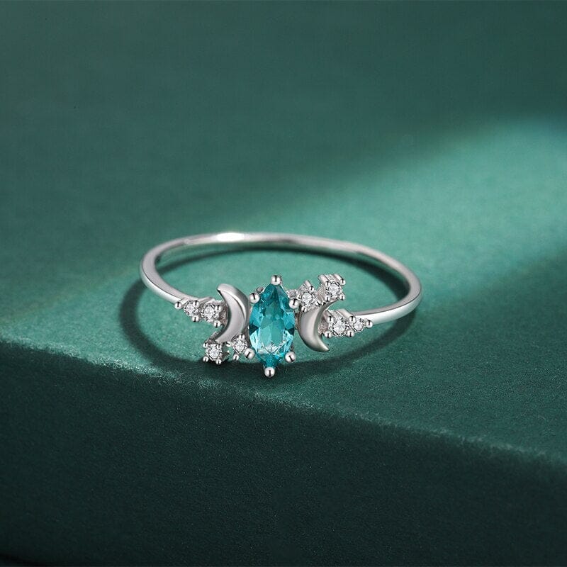 Creative Sapphire Moon Full Diamond Ring