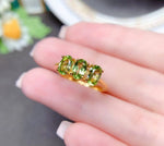 3 Oval Peridot Stones Gold Plated 925 Silver RingRingYellow Gold PlatedLess than 4