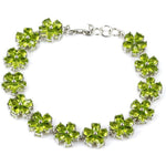 925 SOLID STERLING SILVER BRACELET Floral Pattern London Blue Topaz Green Peridot Rhodolite Garnet CZ Eye Catching0Green Peridot