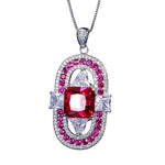 12 *12 Geometric Square Round Ruby Pendant NecklaceNecklace