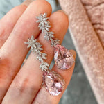 Leaves Pink Morganite Water Drop EarringsEarrings