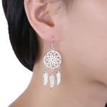 Dream Catcher Feathers Silver EarringsEarrings