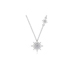 Sun Flower Moissanite Diamond Hexagram Pendant Necklace 925 Sterling SilverNecklace