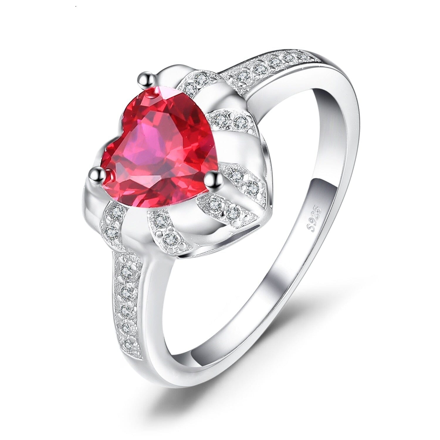 Love Heart 1.6ct Created Red Ruby Silver RingRing6