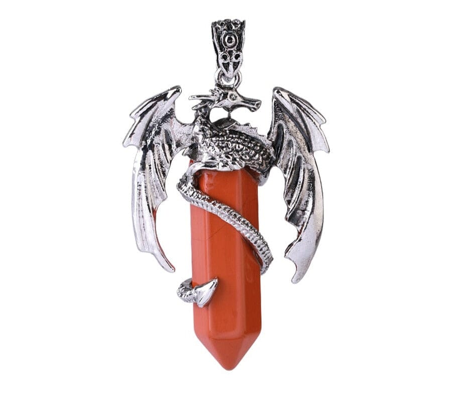 Dragon Necklace Natural Gem Stone Crystal PendantNecklace