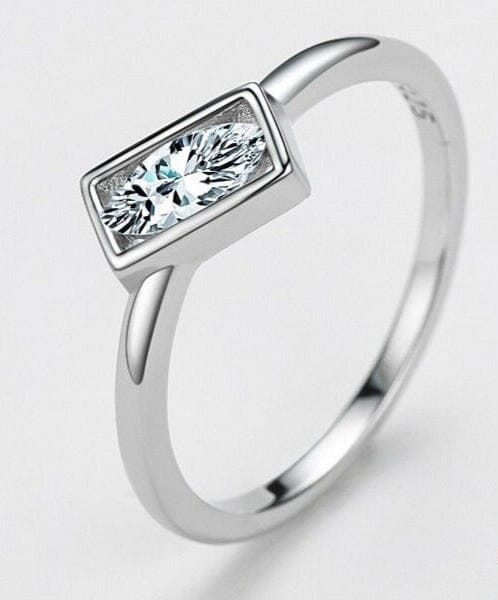 Dazzling Clear Rectangle Silver RingRing
