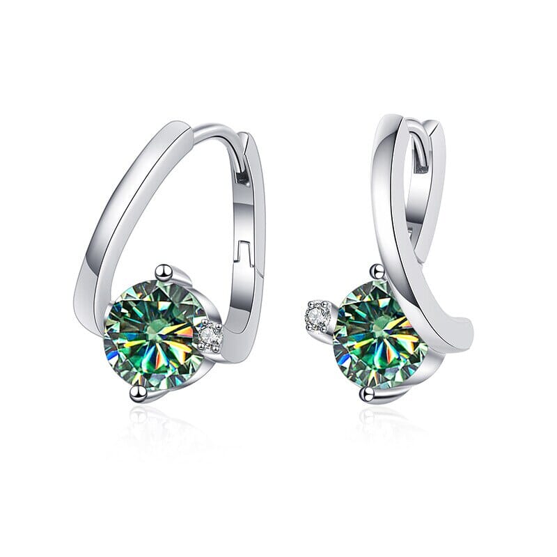 925 Sterling Silver 1 Carat Twist Diamond Stud EarringsEarringsColorbluish green