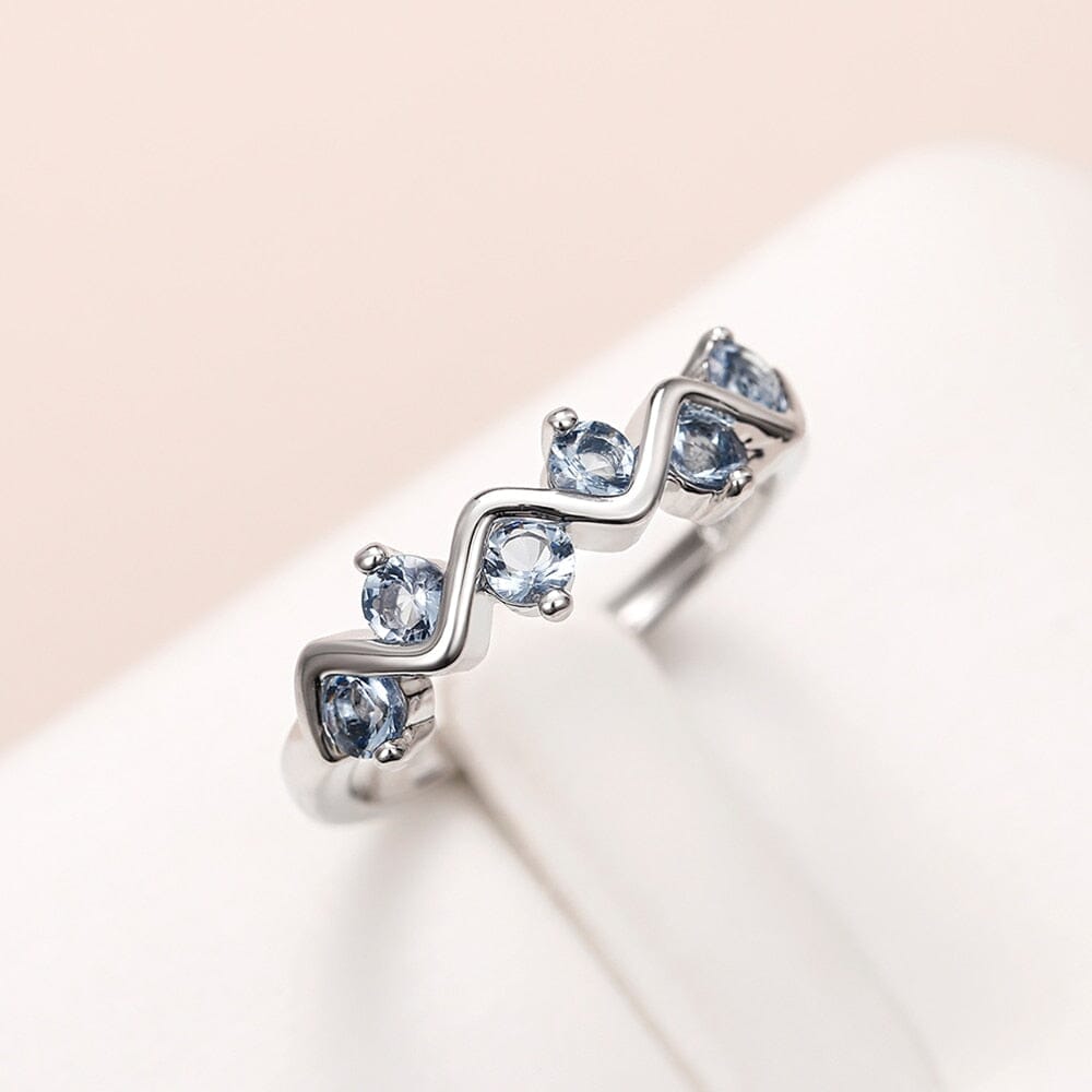 Charming Blue CZ Wave Ring