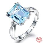 Fashion Square Elegant Aquamarine Gemstone Ring