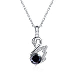 Moissanite Swan Clavicle Chain 925 Sterling Silver NecklaceNecklaceblack