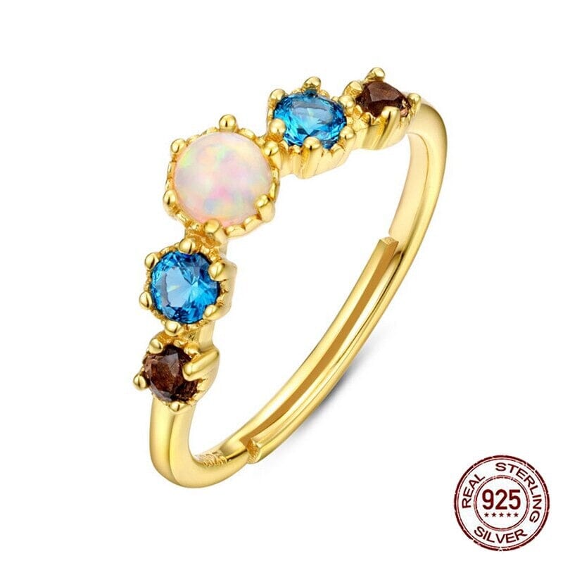 Classic Colorful Gold Color Resizable 925 Silver RingRing
