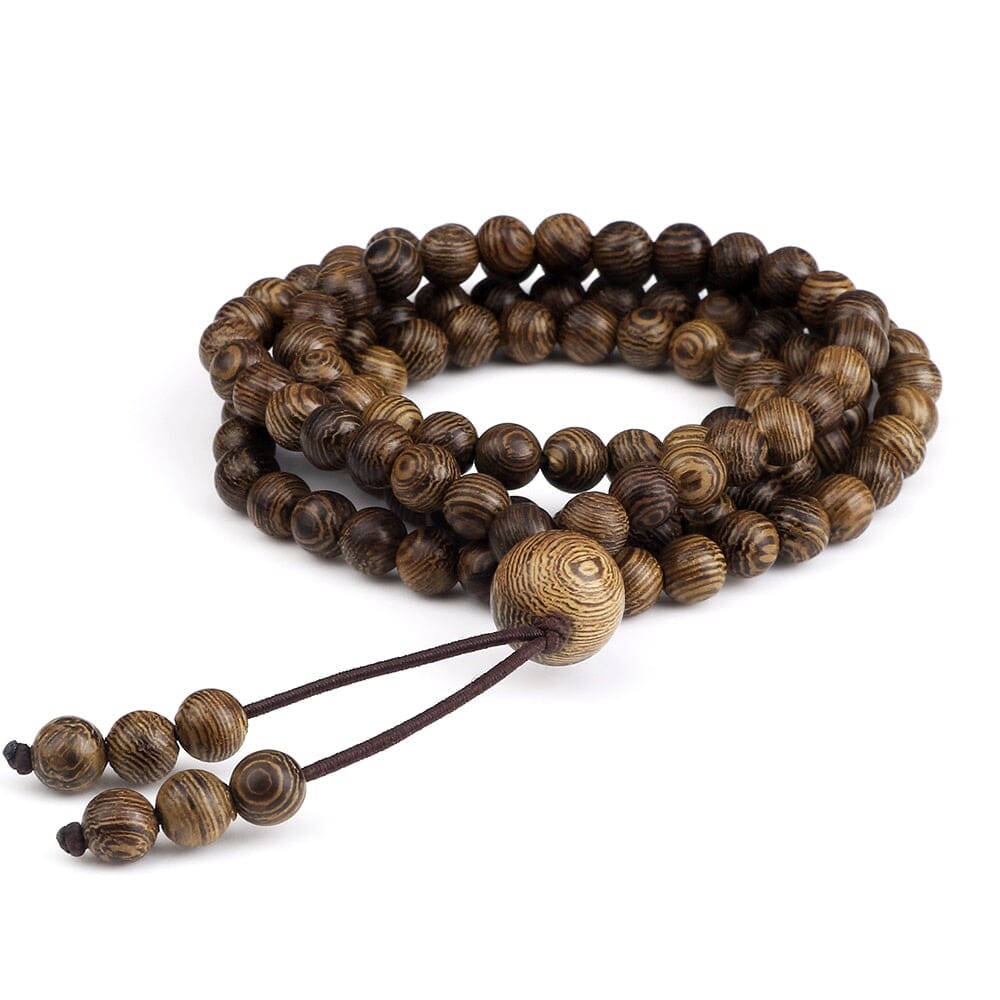 108 Natural Tiger Eye Stone Onyx Beaded Necklace BraceletWooden Beads