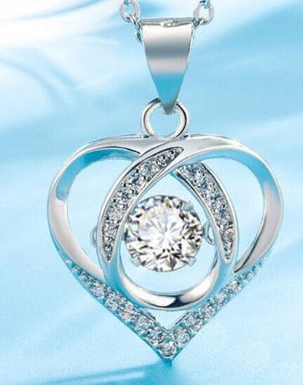 Intertwined Heart Pendant Diamond NecklaceNecklaceWhite