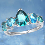 Luxury Designer Aquamarine Crystal Ring