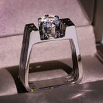 Double Round Geometrical Diamond Silver RingRing