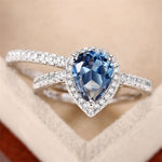 Gorgeous 2Pcs/Set Blue Aquamarine Water Drop Cubic Zirconia Ring6