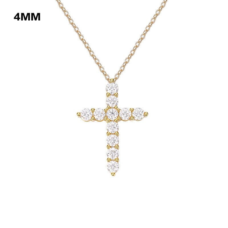 Moissanite Cross Pendant Necklace 925 Sterling SilverNecklace4MM Gold