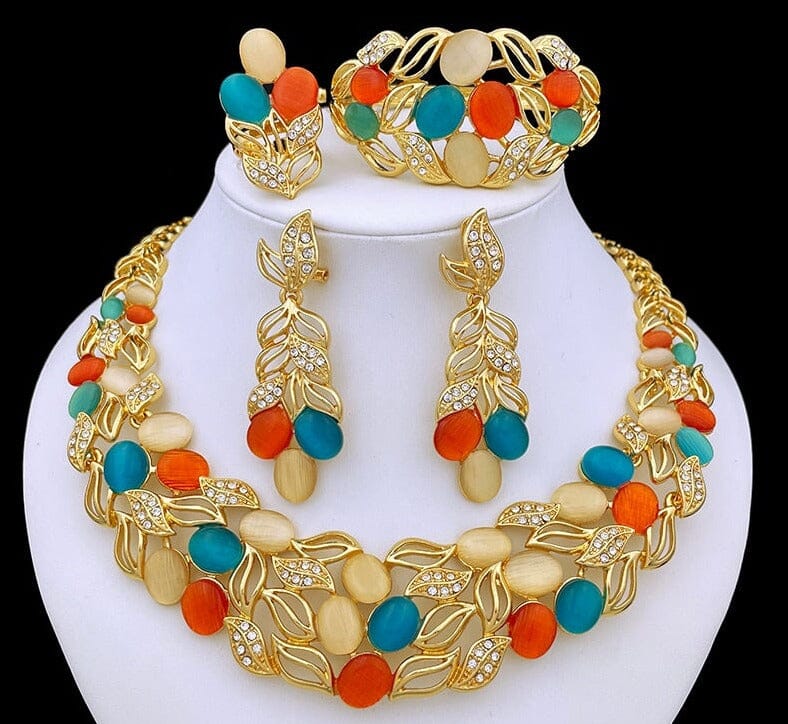 Gold Plated Opal Jewelry SetJewelry SetColorful