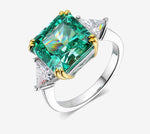 10*10mm Diamond and Emerald 925 Sterling Silver RingRing5