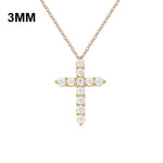 Moissanite Cross Pendant Necklace 925 Sterling SilverNecklace3MM Gold