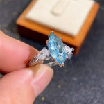 Simple Sky Blue Marquise Aquamarine Stone Ring