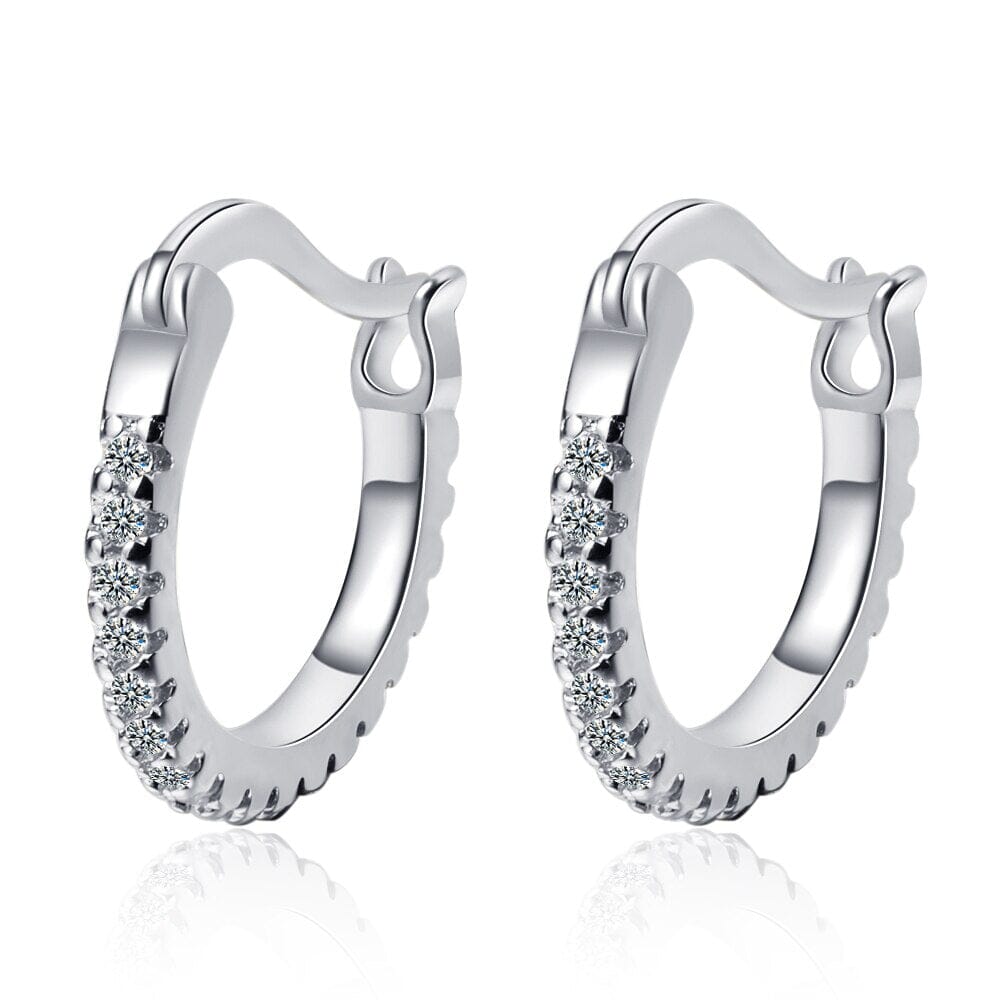 Diamond Little Hoop EarringsEarringsF Silver