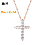 Moissanite Cross Pendant Necklace 925 Sterling SilverNecklace3MM Rose gold
