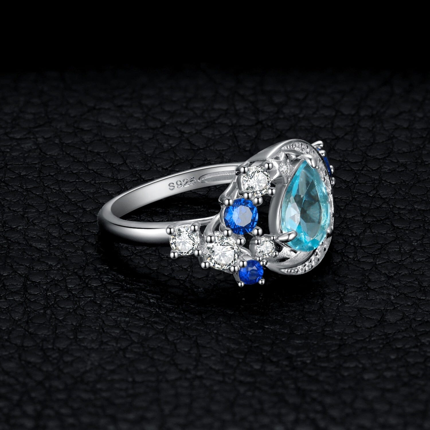 Moon Star 6.8ct Sky Blue Topaz and Sapphire 925 Sterling Silver RingRing