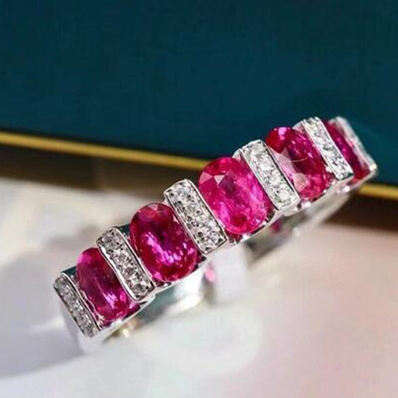 Classic Oval Ruby Silver RingRing6