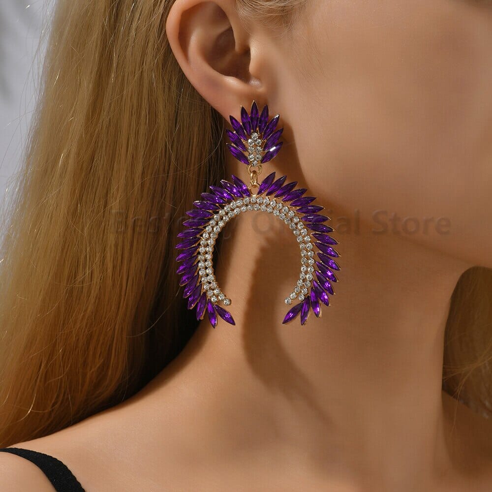 Semicircle Shiny Luxury Romantic Amethyst Dangle EarringsEarrings