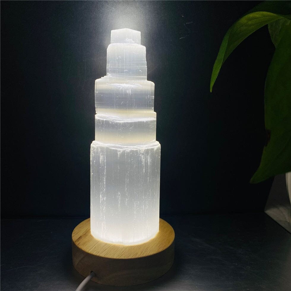 6-20cm Natural Selenite Lamp White Crystal Home Decor CollectionB4 20CM