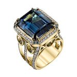 18K Gold Plated Square Sapphire 925 Sterling Silver RingRing