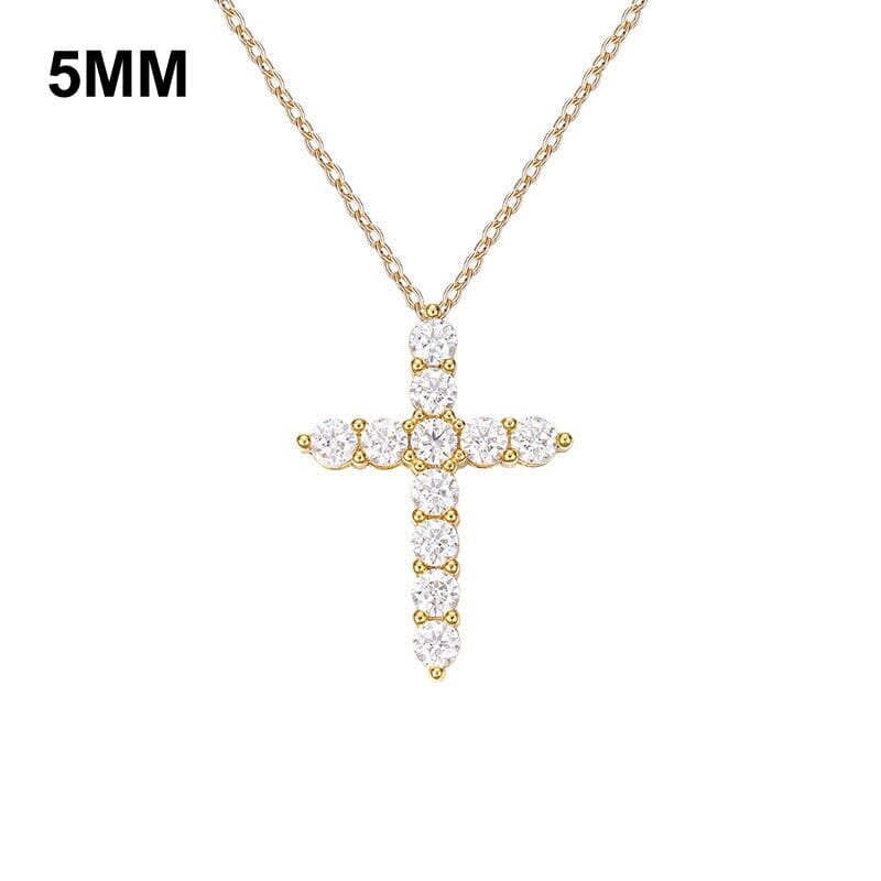 Moissanite Cross Pendant Necklace 925 Sterling SilverNecklace5MM Gold