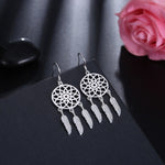 Dream Catcher Feathers Silver EarringsEarrings