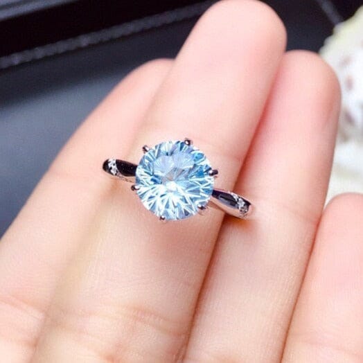 Simple Elegant Blue Topaz Ring