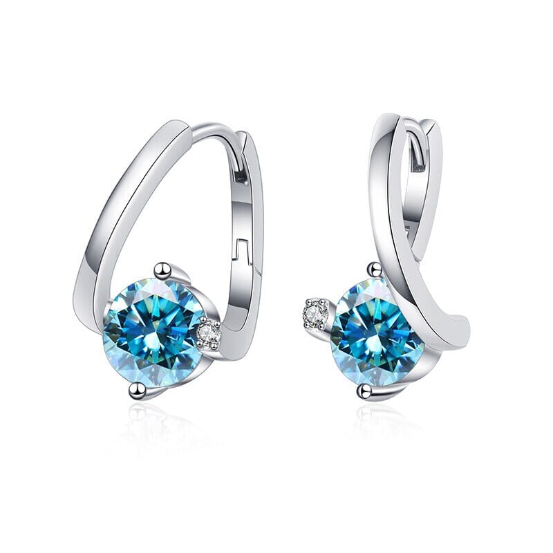 925 Sterling Silver 1 Carat Twist Diamond Stud EarringsEarringsColorsea blue