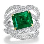 Intertwined Moissanite Emerald Gemstone 925 Sterling Silver RingRing