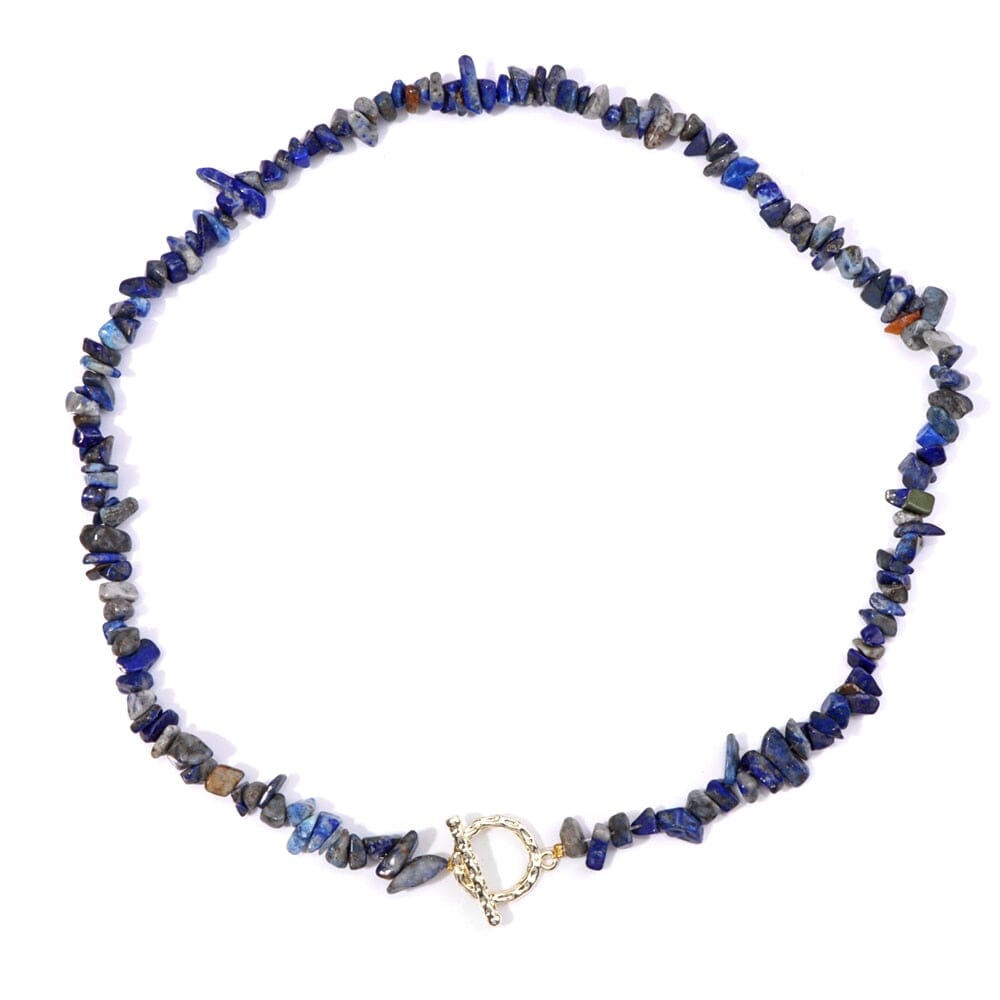 Bohemia Blue Aquamarine Chips Beaded Necklace28 Lapis lazuli