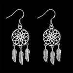 Dream Catcher Feathers Silver EarringsEarrings