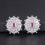 Silver Pink Diamond Necklace, Ring and Earring JewelryJewelryEarrings