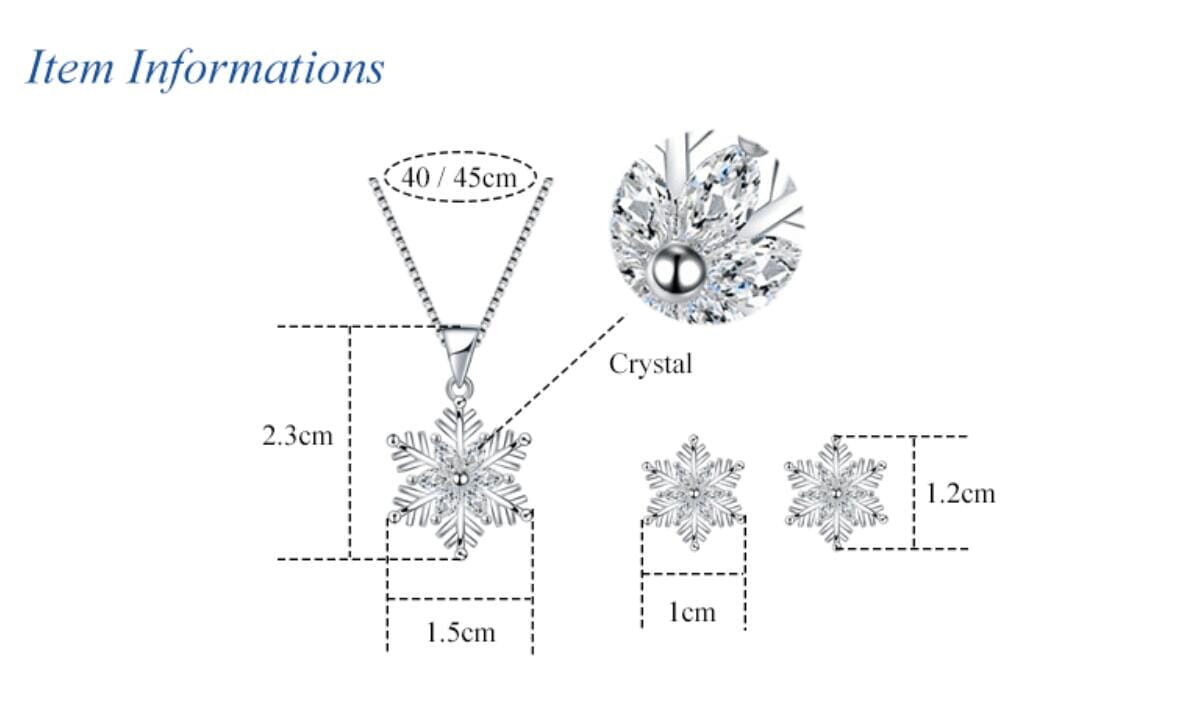 Small Snowflake Diamond Earrings & Necklace SetJewelry Set