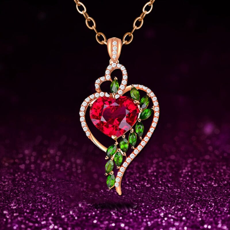 Ruby Peach Heart NecklaceNecklace
