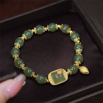 Jade Flower and Gold Leaf Design BraceletBracelet