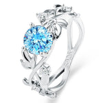 Luxury Quality Hollow Leaves Aquamarine Ring6