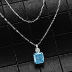 Square Elegant Aquamarine Citrine Diamond Pendant NecklaceAquamarine