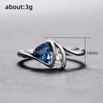 Blue Wave Triangle Cubic Zirconia Aquamarine Ring